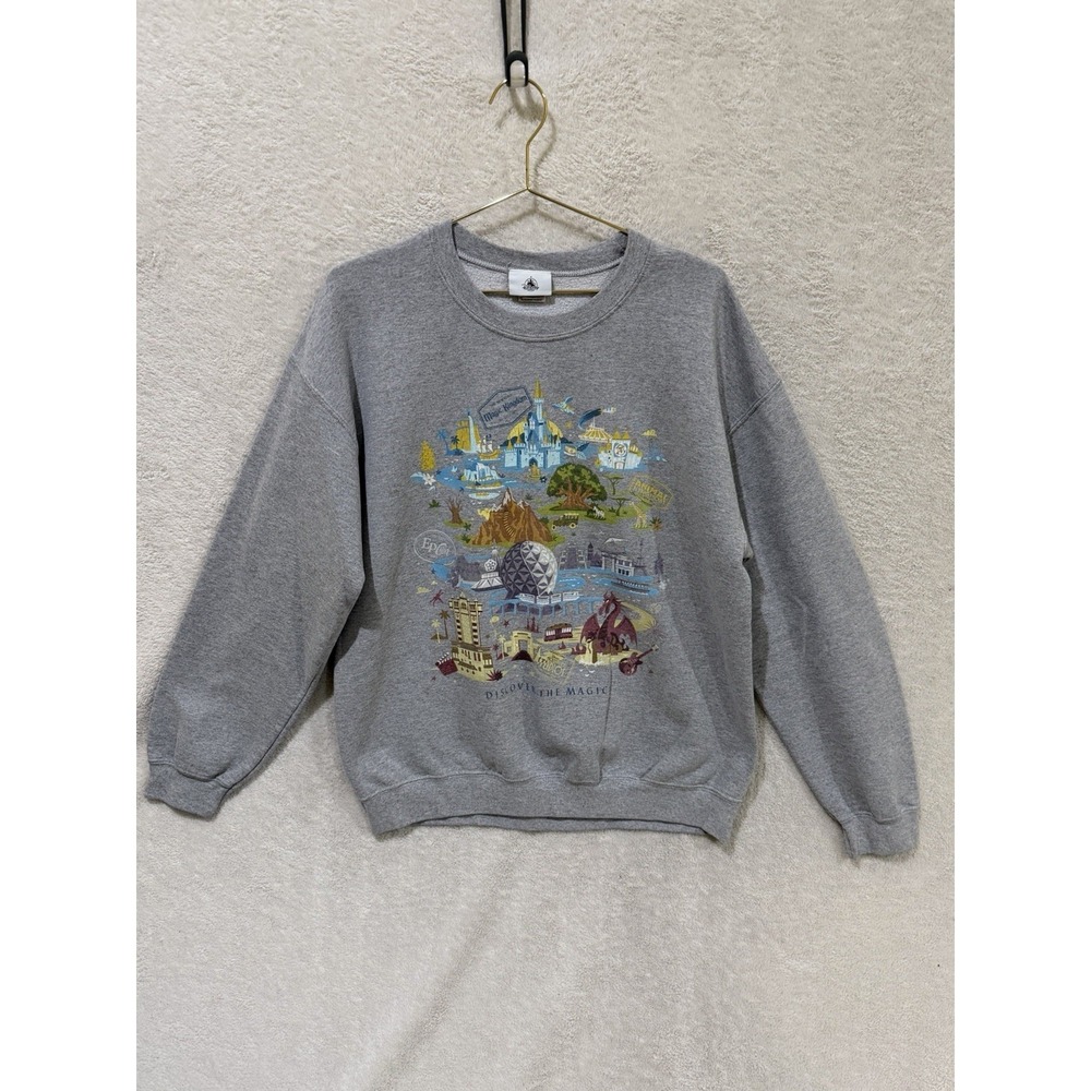Vtg Walt Disney World Gray Sweatshirt Adult L Mickey Mouse Discover The Magic